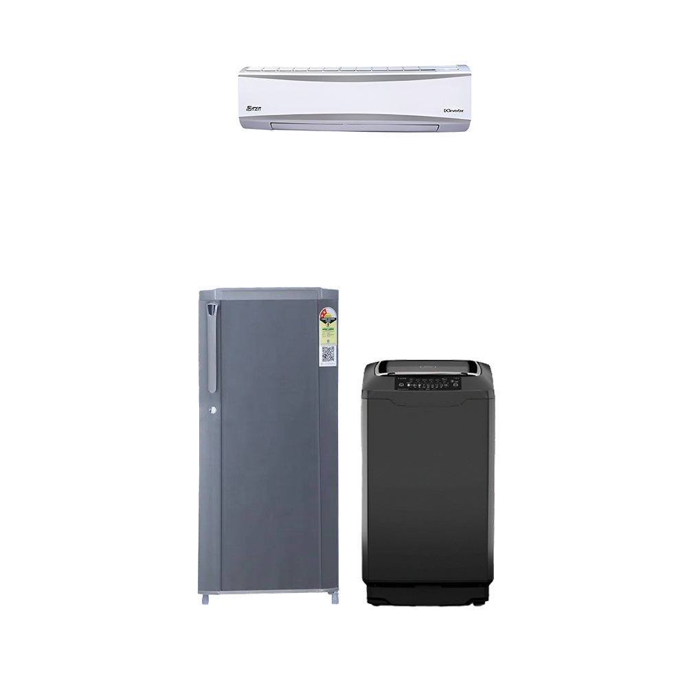 Home Appliance Combo - 6 - Single Door Fridge 170L, Fully Automatic Washing Machine 6kg, Air Conditioner 1 Ton Split Inverter 